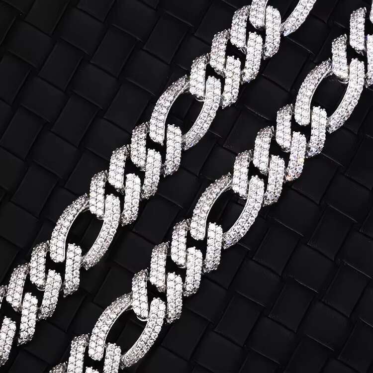 RTS 13mm Hiphop Cuban Necklace S925 Sterling Silver Moissanite Diamond Gold Plated Men Cuban Link Ice Out Cuban Chain