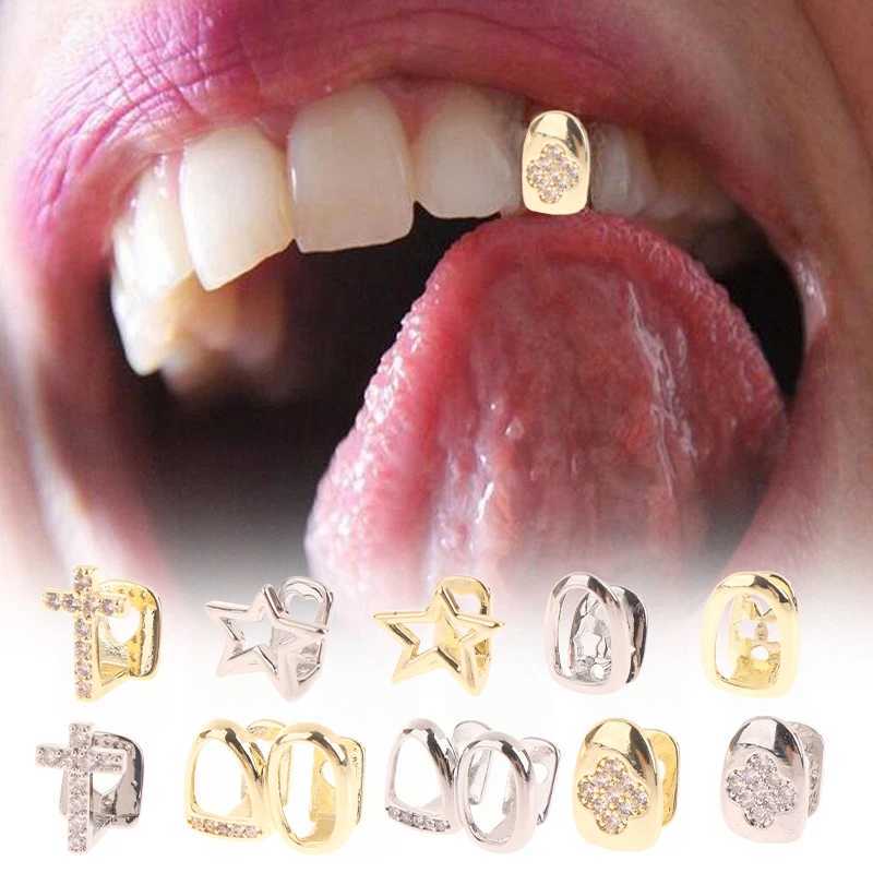 Punk metal grill hat cosplay party teeth grill dental fashion jewelry hip-hop single tooth grill W250412