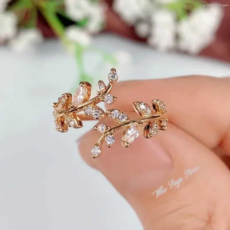 Fashion Olive Open Ring with Sparkling CZ for Women Simple Fashion Finger Decoration Party Girl Gift New JewelryXJ250412