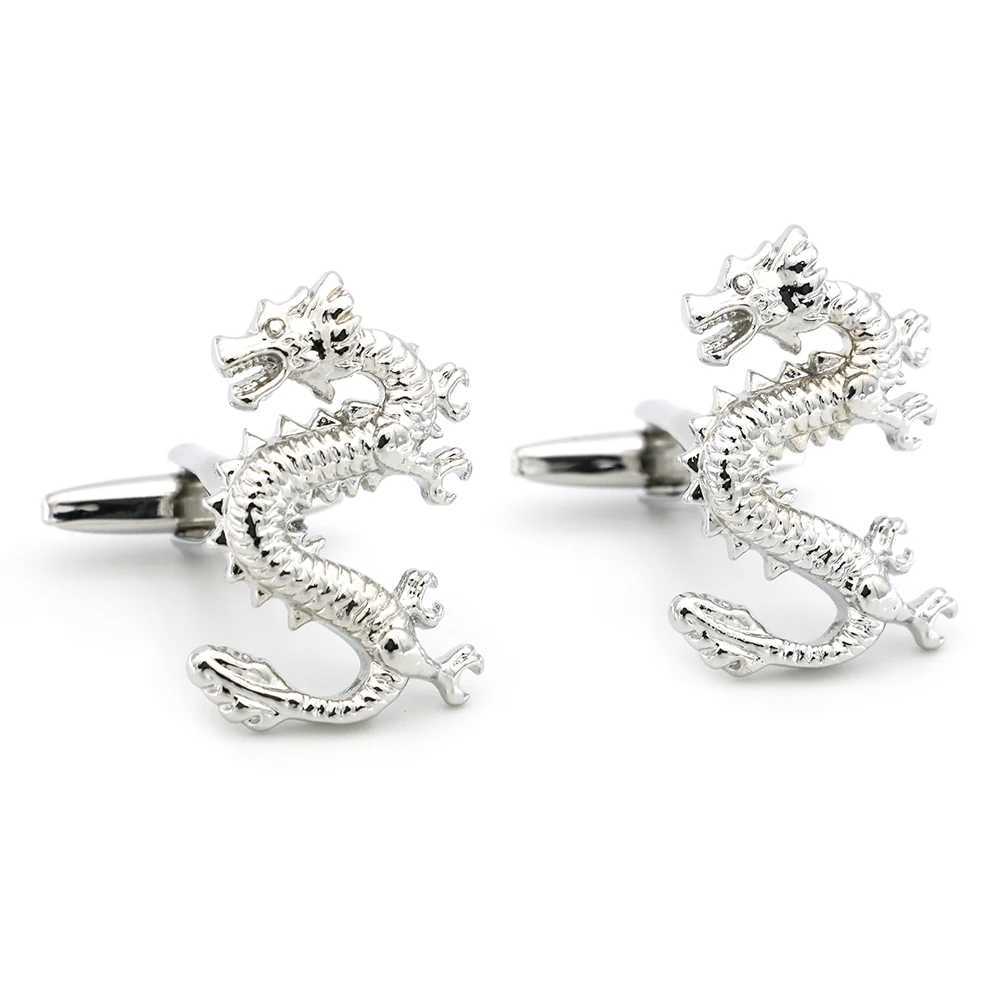 Mens retro cufflinks with Flying Dragon design high-quality brass material silver cufflinks wholesale and retailT250412