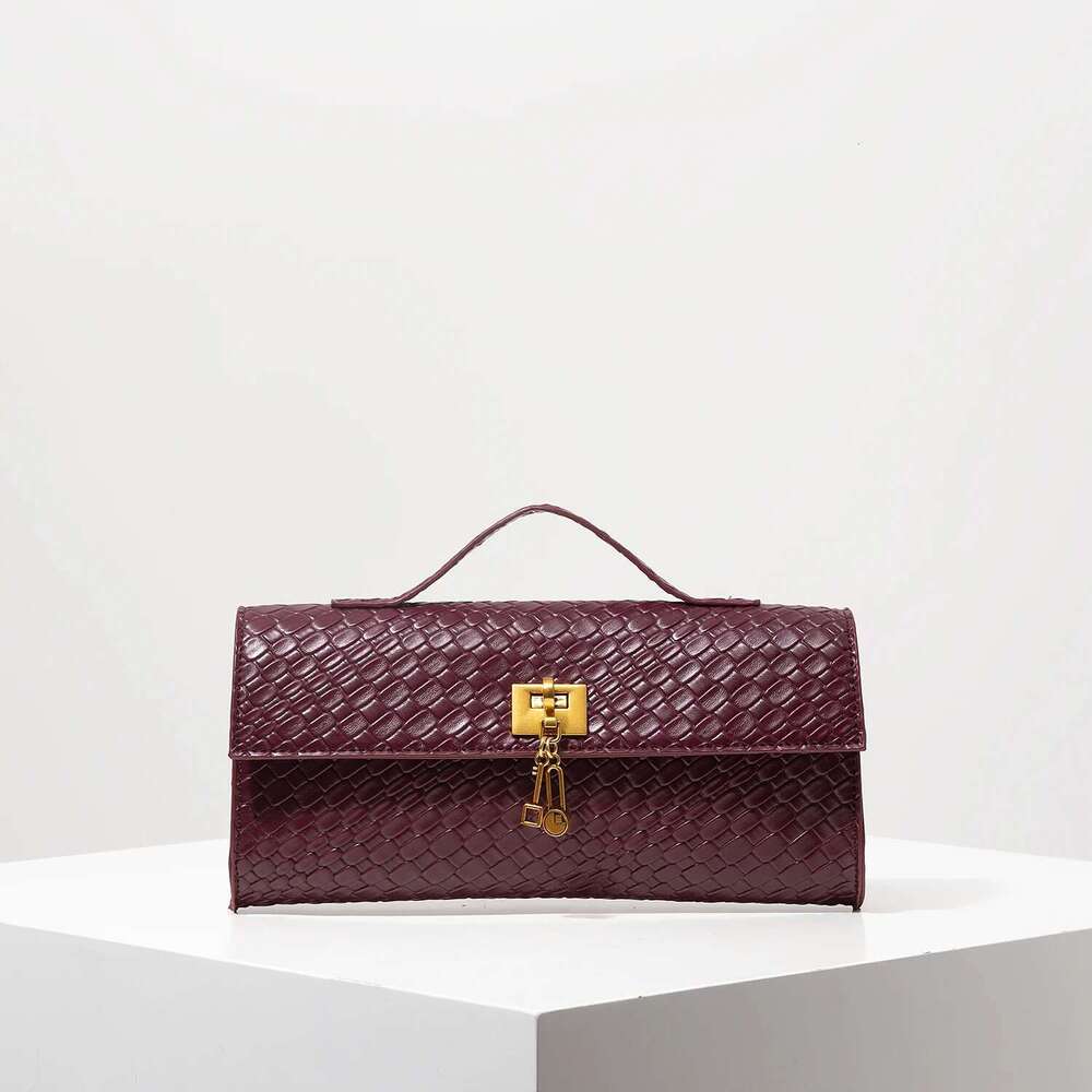 Retro Artificial Leather Woven Baguette, Flip Clutch, Elegant Evening Bag, Bury Wallet, Women's Dress Party, Wedding Item (Random Pattern)
