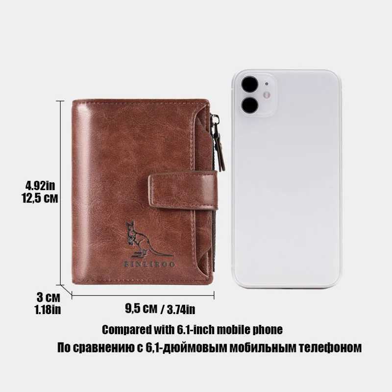 Leather mens wallet short RFID card holder mens zipper coin wallet portable mens wallet Z250411