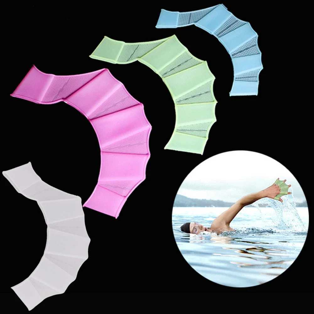 Silicone swimming fin flip cover mens childrens swimming pool sports professional training finger hand net gloves paddle equipmentY250412