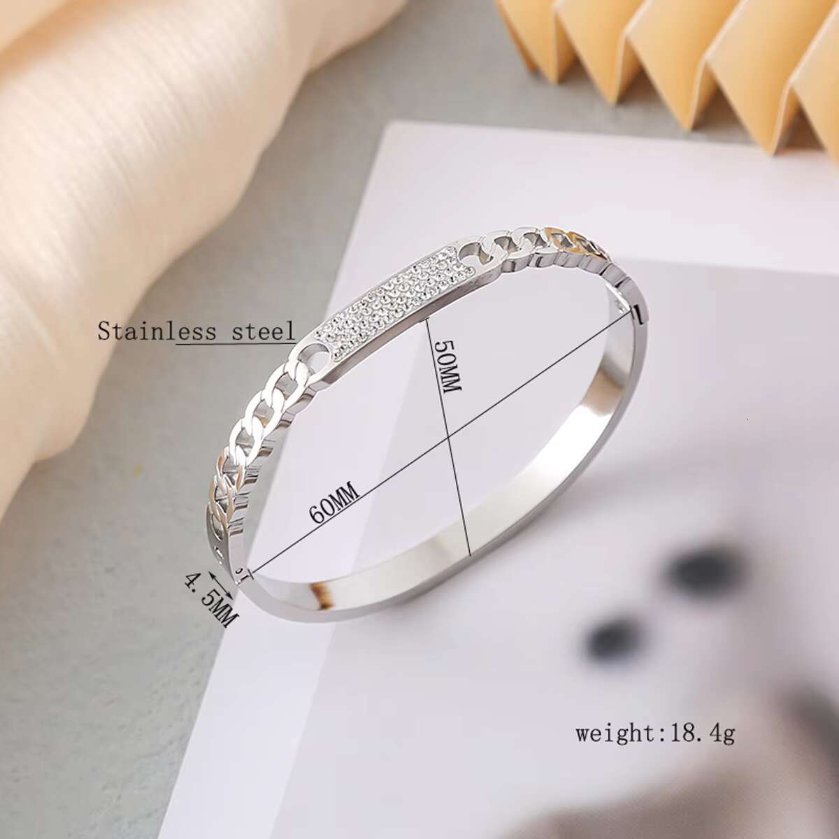 New Design Diamond Watch Bangle Bracelet Stainless Steel Silver Gold Shape Moissanite Bangle Bracelet