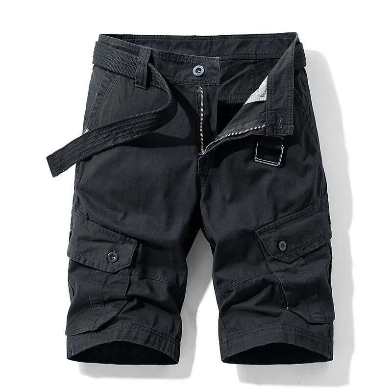 New Summer Men Cotton Loose Toog Jogger Man Multi pockets Casual Cargo Quality Male Shorts Pants NO Belts