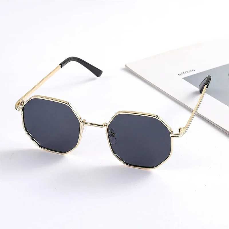 Fashion Boys Girls Octagon Metal Sunglasses Polygon Trend Childrens Sun Glasses Kids Outdoor UV400 Eyewear Z250411