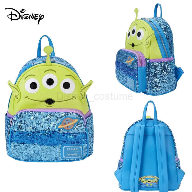 Disney Toy Story Alien Loungefly Glitter Mini Backpack Cute Cartoon Student Backpack ChildrenS Outdoor Travel Bag Girls Gift X250412