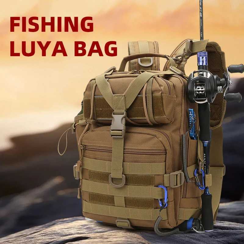 Tactical Fishing Luya Backpack Large Capacity Outdoor Travel Hiking Mountaineering Trekking Bag Multifunctional Shoulder Bag Z250411