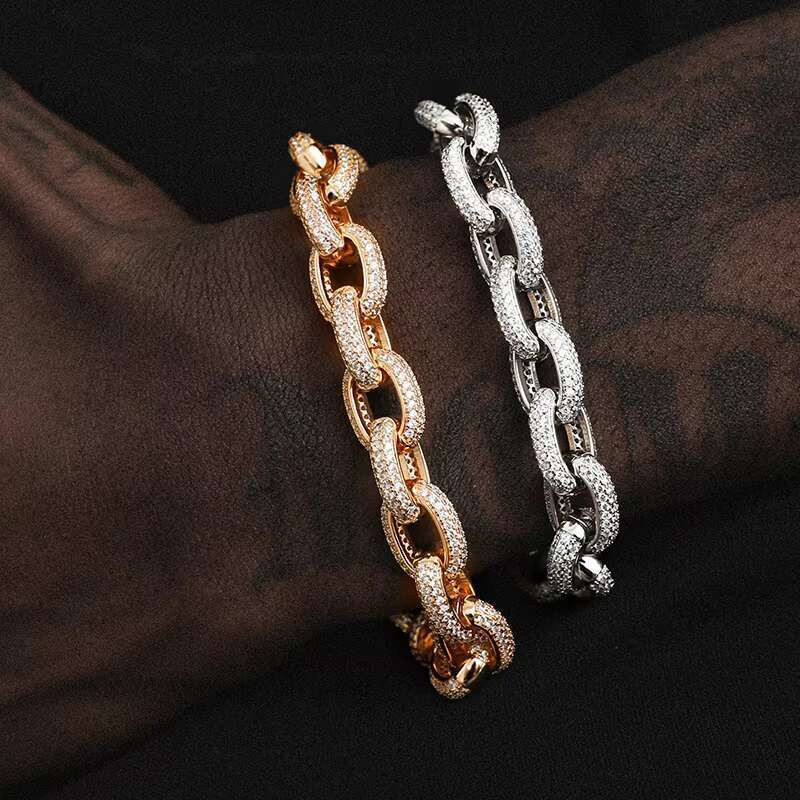 Factory Price Hip Hop Dia Jewelry VVS Moissanite Sier 6-12MM Iced Out Cuban Bracelet for Men