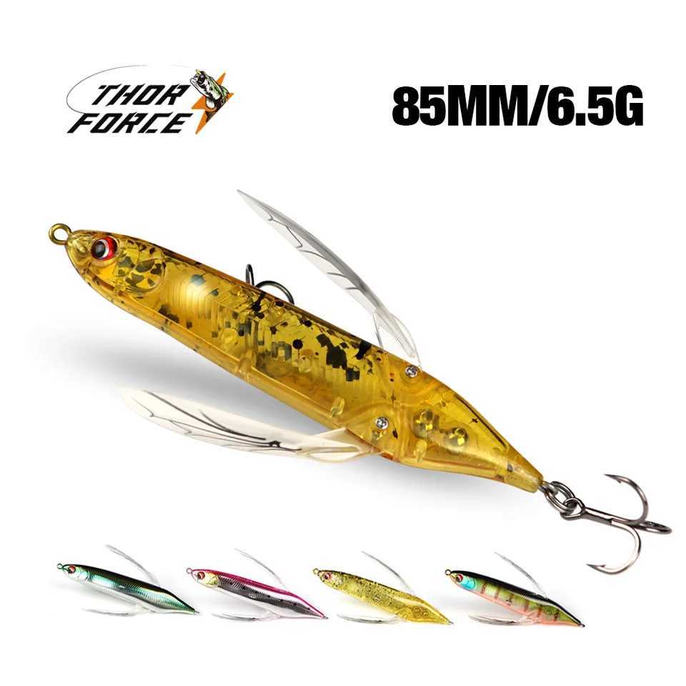 THORFORCE Dragonfly Minnow Bait 80MM 6.5G Topwater Fishing Lures Floating Wobblers Insect Lure with Wings Pencil Bass Pike Z250411