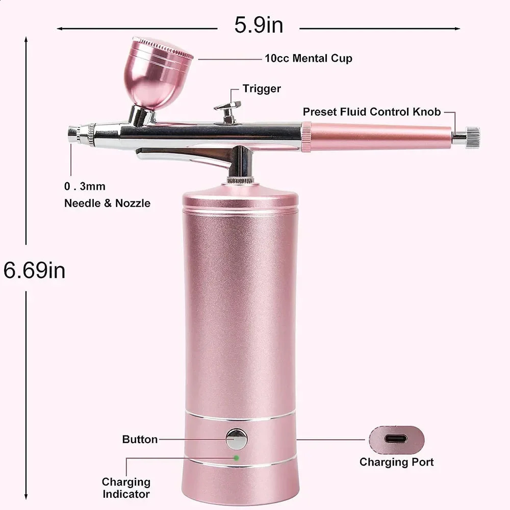 Portable Rechargeable Wireless Airbrush With Compressor Auto Action Spray Gun for Face Beauty Nail Art Tattoo Craft Cake Paint 250409