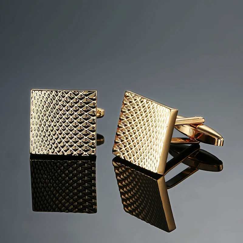 Mens French shirt cufflinks high-end sleeves nails classic square pattern cuff buttons business set accessories jewelryT250412