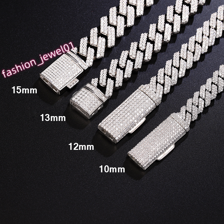 Hip Hop Moissanite Chain 12mm Wide Cuban Link Chain VVS Moissanite Bracelet with GRA Certificate