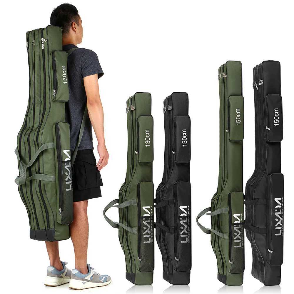 130cm/150cm Three Layers Fishing Bag Portable Folding Fishing Rod Reel Tackle Tool Carry Case Carrier Travel Bag Z250411