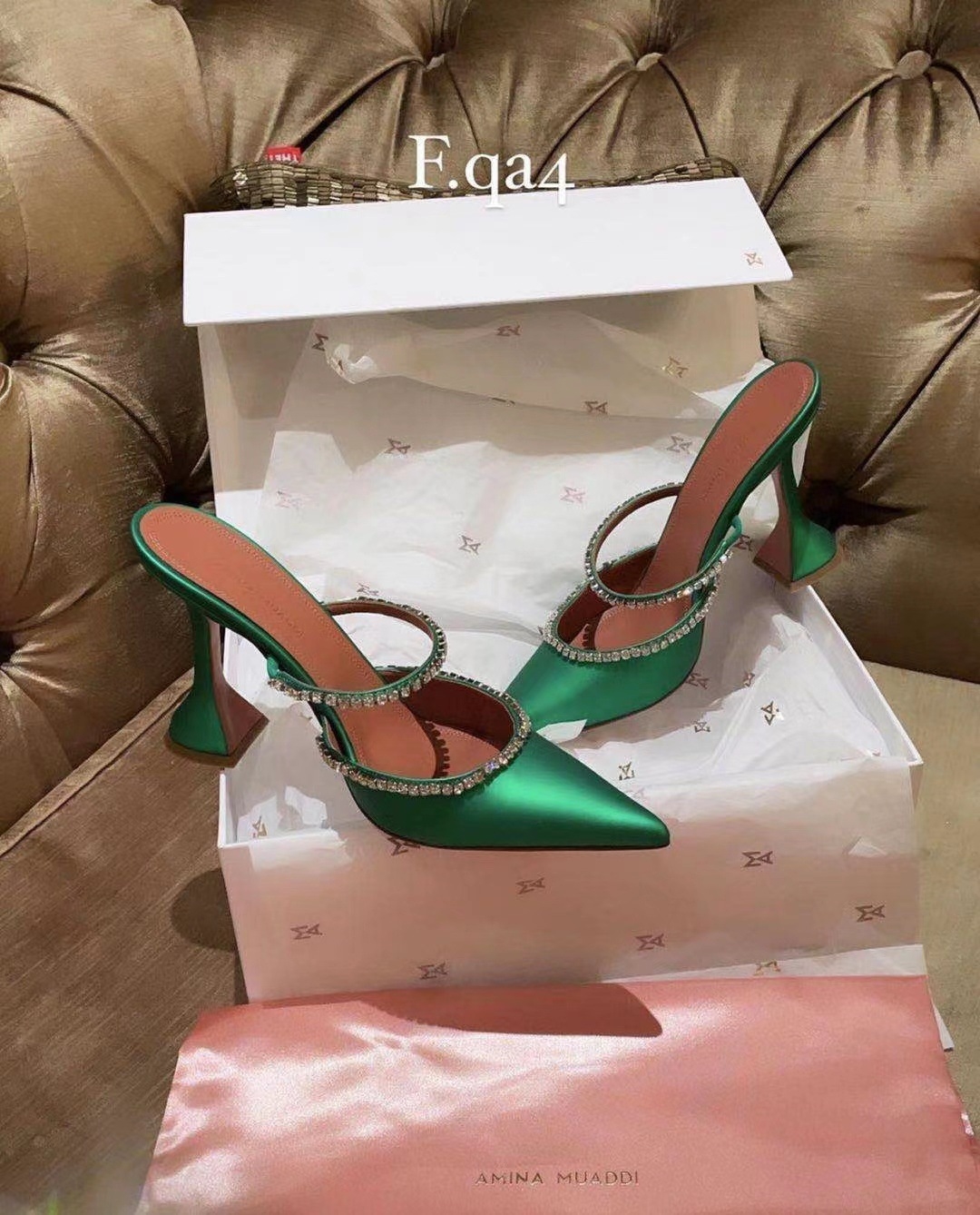 Free shipping 2025 spring pointy half drag women's shoes wear fashion rhindiamonds satin wine glass with baotou slippers green black light blue