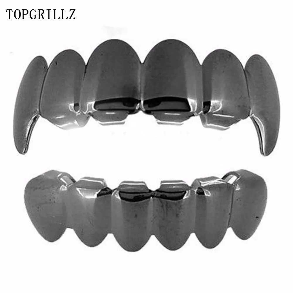 TOPGRILLZ New Color Rose Gold Plated Hip Hop Teeth Grill Hat Top and Bottom Grill Set Christmas Party Vampire Teeth Grill W250412