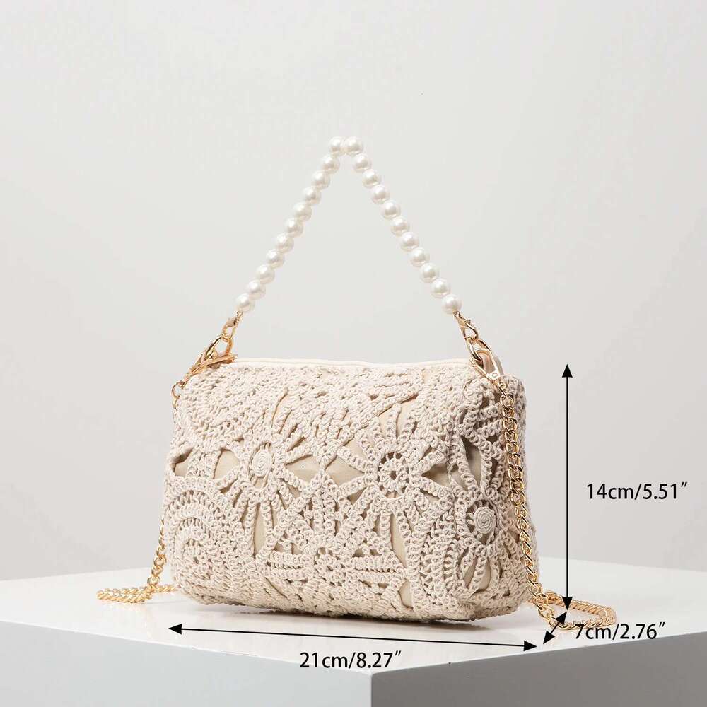 Boho Beach Women,Pearl Bag,Wicker Bag,Premiun Style Tote Bags for Ladies,Vacaition Outfits Women, Travels Must Haves