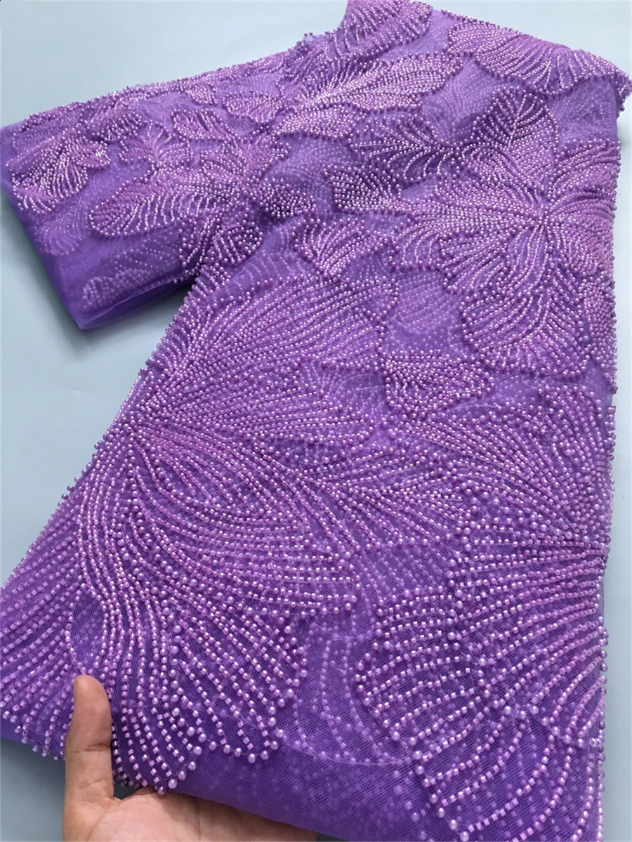 African French Tulle Mesh Beaded Lace Fabric High Quality 2025 Nigerian Mesh Lace For Women Wedding Dresses2.5yards 4034 250407