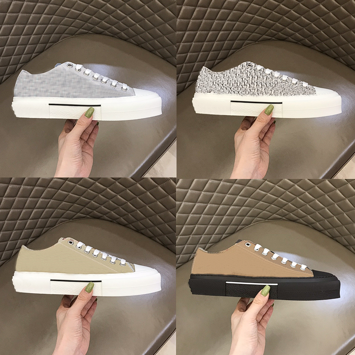 Designers Striped Sneakers Vintage Print Check Flats Shoes Low-top Gabardine Men Women Lettering Plaid Canvas Shoes
