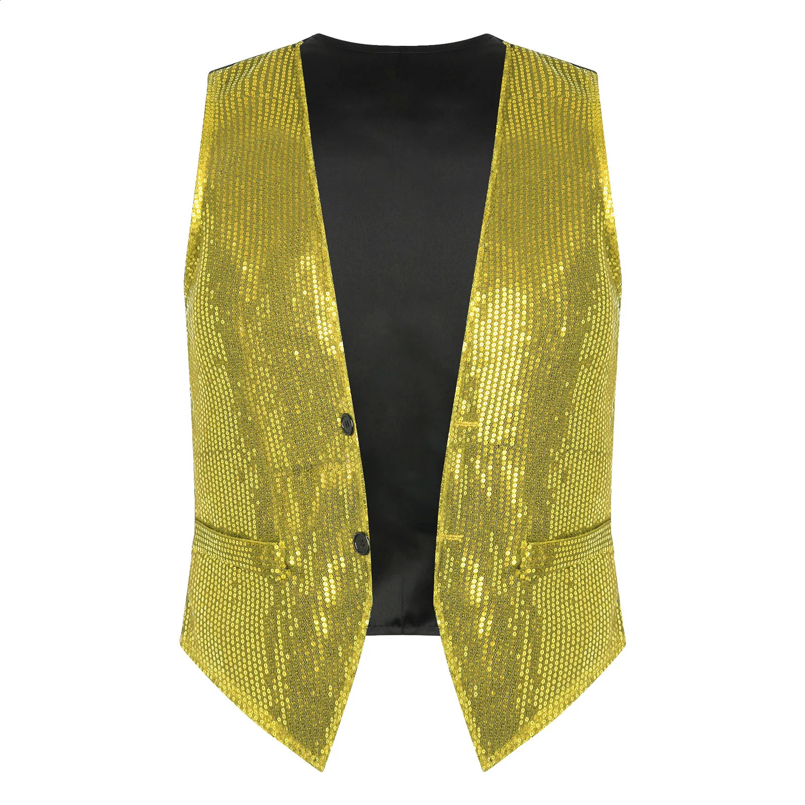 Mens Sparkling Sequins Vests Fashion Mans Sleeveless Waistcoat for Jazz Hip-hop Rave Dance Party Clubwear Performance Costume 250407