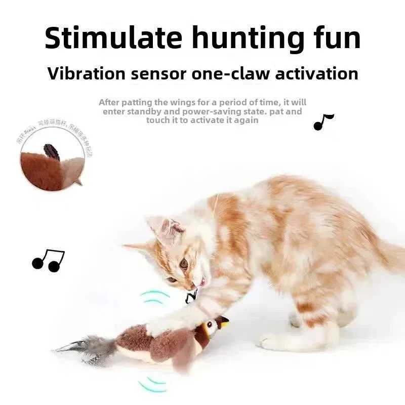 Hot Cat Interactive Toy Cat Claw Electric Cat Claw Bird (with Cat Claw) Dog Claw Touch Activation Plush Pet Toy USB Charging Y250412