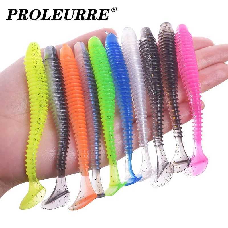 Proleurre Fishing Worm Soft Lures Jig Wobblers 5cm 7cm 9cm Easy Shiner for Carp Bass Artificial Double Colors Silicone Swimbait Z250411