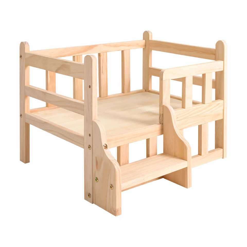 Solid wood pet bed wooden dog bed frame dog house furniture cat and dog bed bracket small teddy bear rectangular shape for male pets X250412