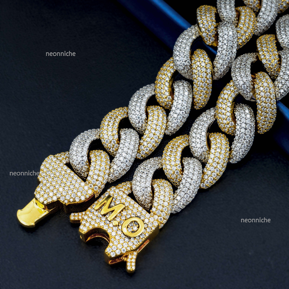 Hot Selg Custom Design Men's Sterg Sier Gold Pated VVS Moissanite 10mm Chain Hip Hop Cuban Necklace