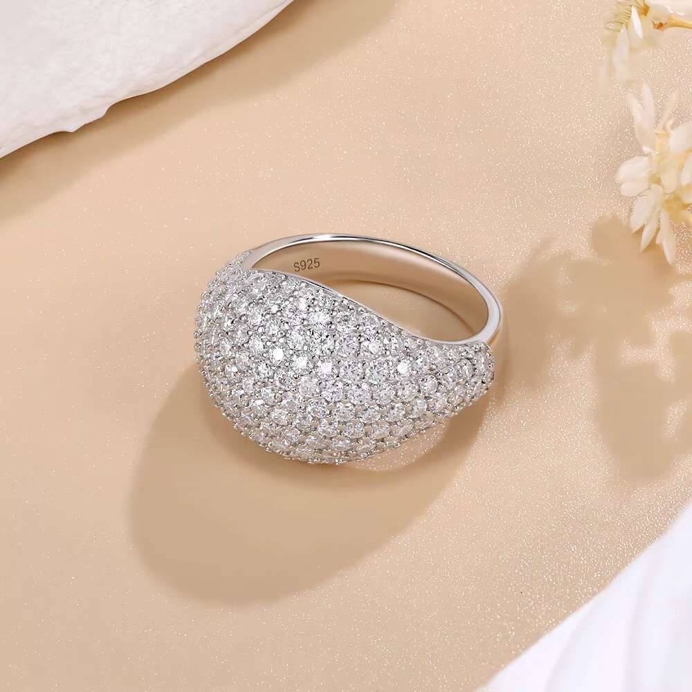 Factory Wholesale High Quality Iced Out Hiphop Ring D Color Vvs White Moissanite Diamond S925 Sterling Silver Ring