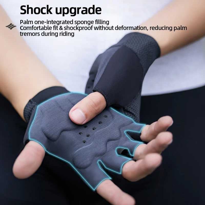 SANTIC Mens Cycling Glove Porous Breathable Bike Fingerless Gloves High-elastic Cushioning Sports Gloves Bicycle AccessoriesC250412