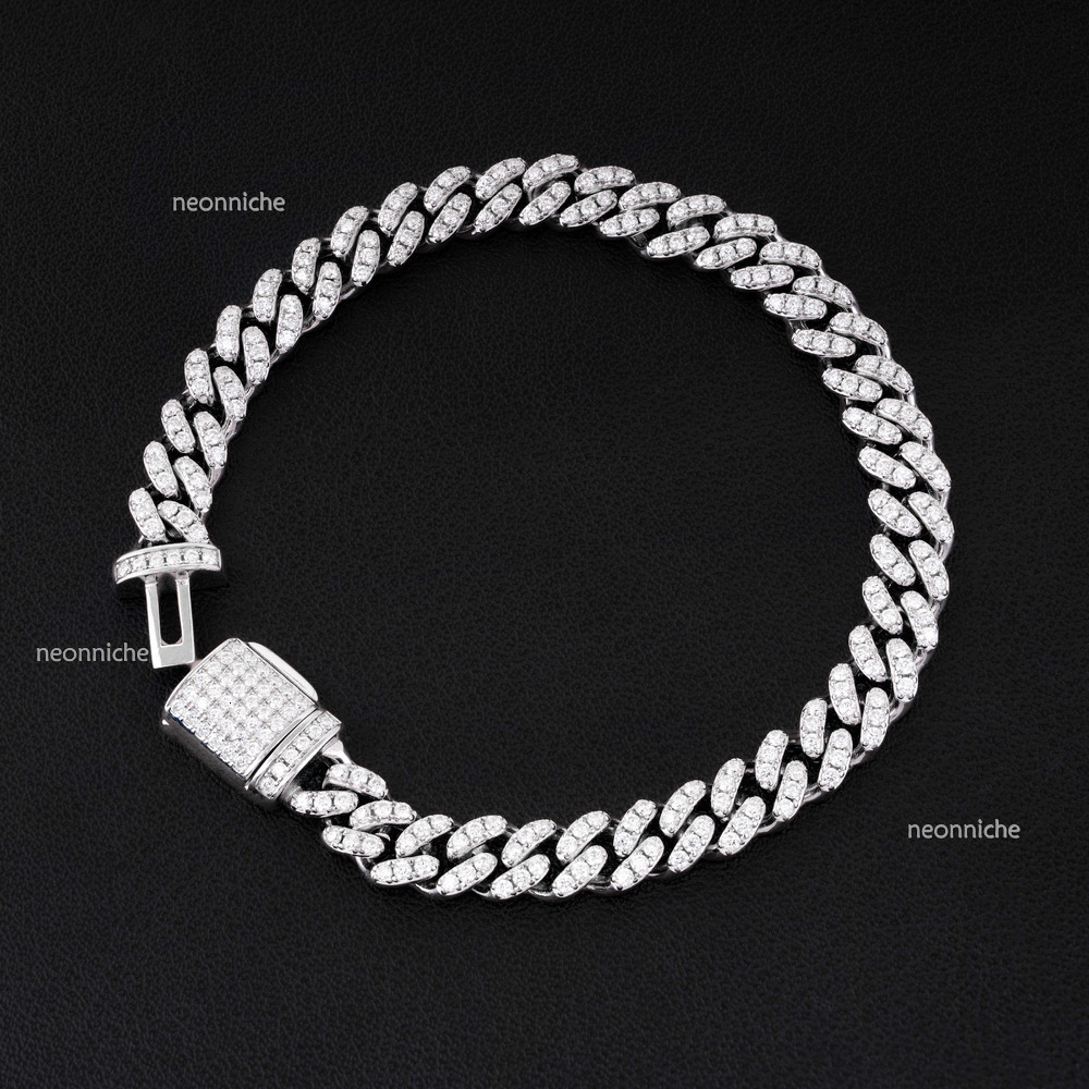 Hip Hop Fine Jewelry Sier Gold Plated Iced Out Bracelet Moissanite Dia Cuban k Chain for Men and Women's Gift 15MM