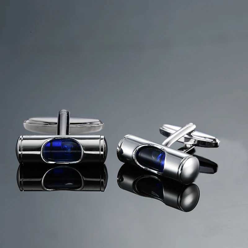 Mens French shirt cufflinks copper material blue crystal zircon clock spiritual level fashion brand French cufflinksT250412
