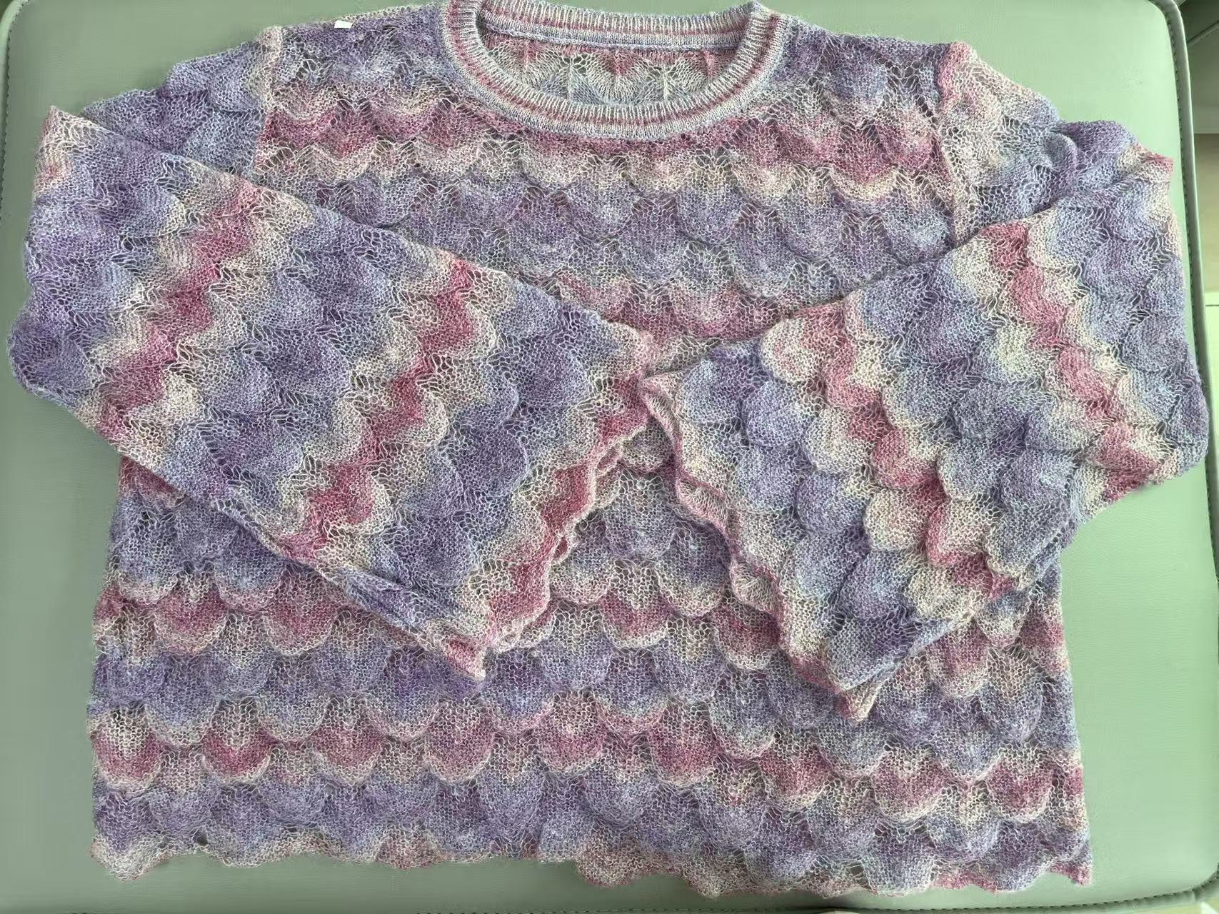 Elegant Ladies' Gold Silver Silk Sweater Featuring Phoenix Tail Flowers and Scales Comfortable Round Neck Style