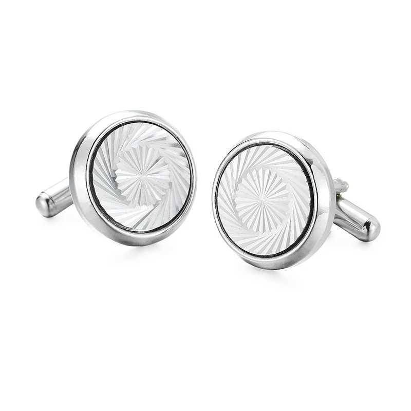 Classic Mens French Shirt Cufflinks Black Round Square Brushed Metal Cufflinks Business Set Accessories Jewelry GiftsT250412