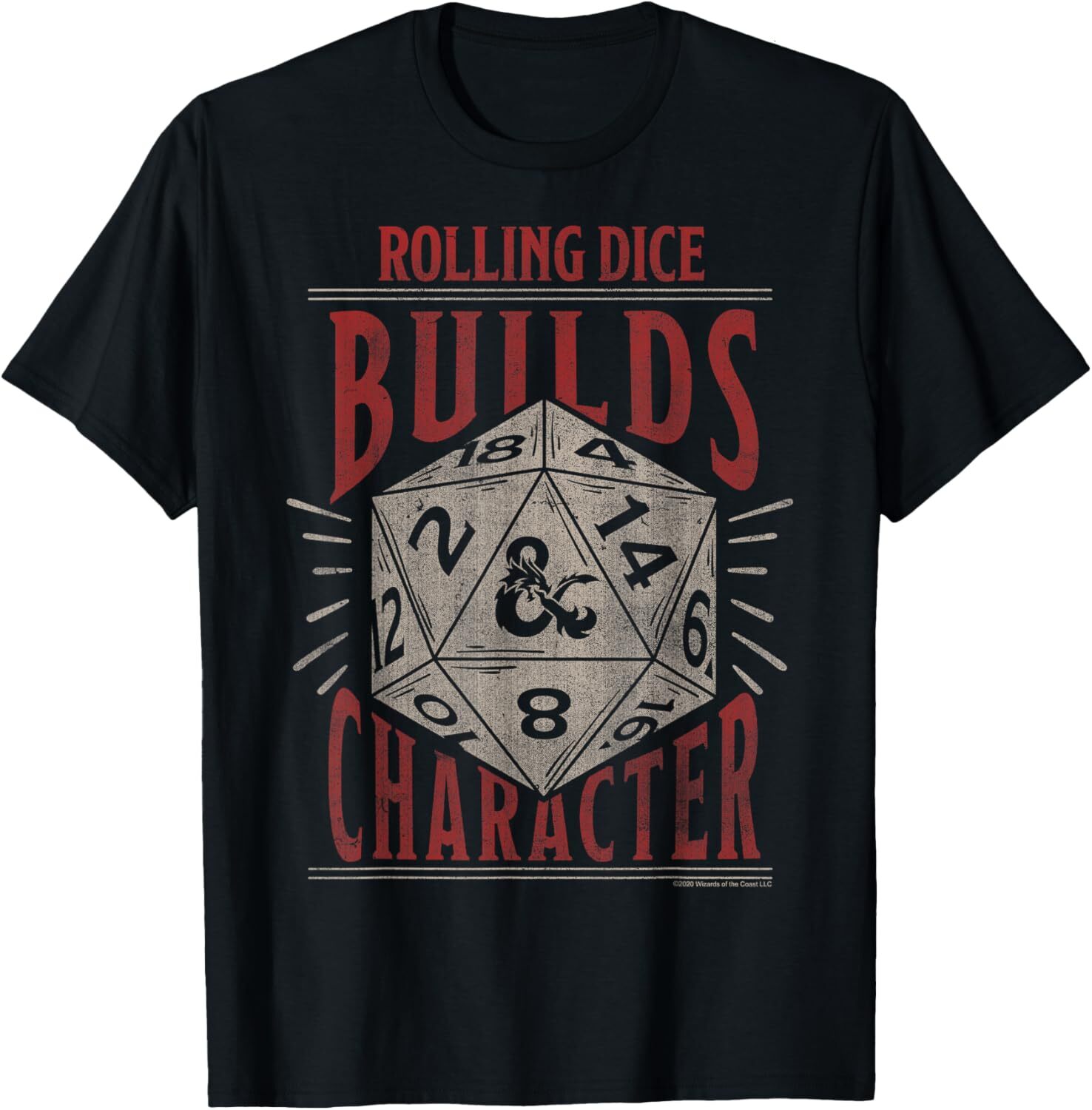 T shirt for Mens Rolling Dice Builds Character Short Sleeve Graphic Tee Casual Tops Clothes Short sleeve cool