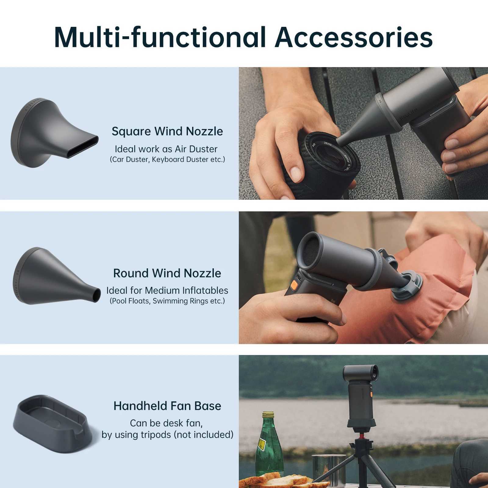 JISULIFE portable turbo handheld fan adjustable wind speed of 100 9000mAh rechargeable battery LED display screen outdoor camping X250412