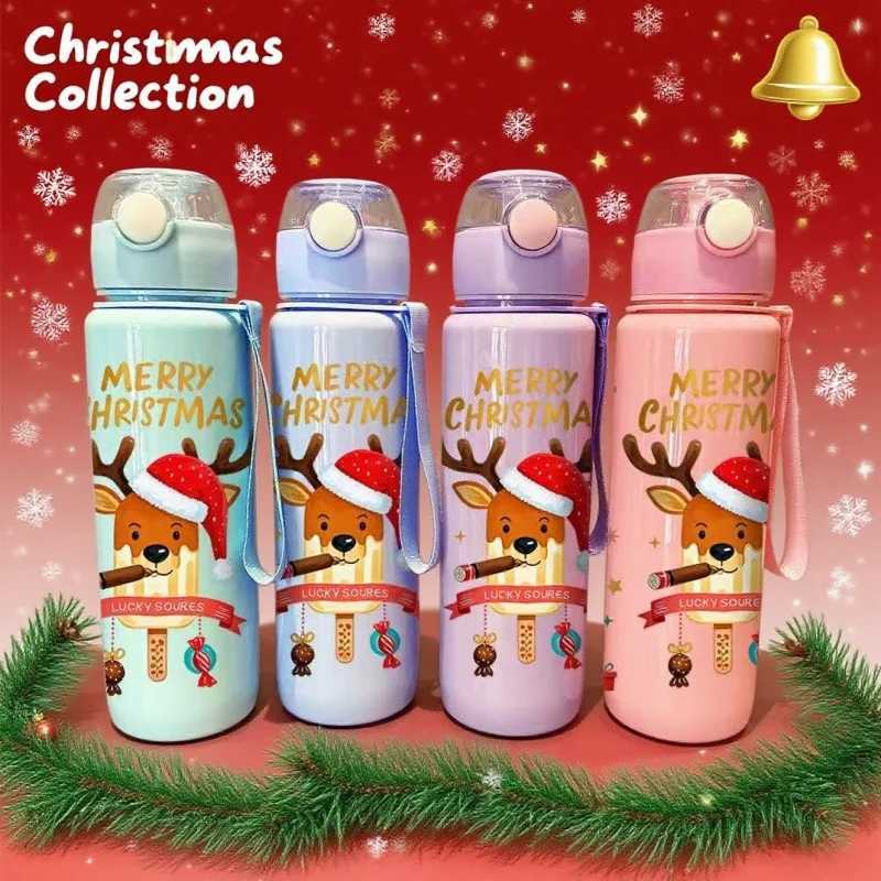 Christmas 3D Printed Christmas Water Bottle with Cute Santa Reindeer Design 700ML Cartoon Cute High Appearance Plastic Water Cup PVC-Free Y251112