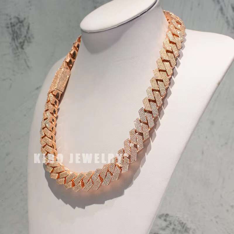 Huge 18MM 4 Rows Buss Down Miami Iced Out 500g Heavy 925 Silver With 14K Gold Plated VVS Moissanite Cuban Necklace Link Chain