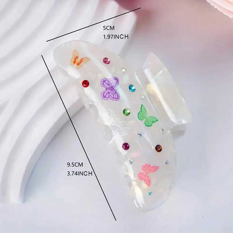 1 elegant acrylic hair clip with rhinestone butterfly - tight grip suitable for thick curly hair Y2504012