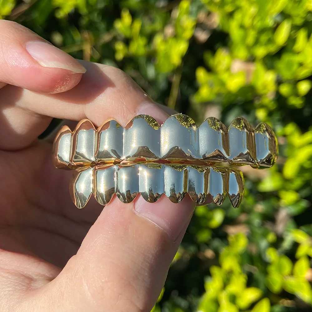 Rachelz Hip Hop Classic Gloss Teeth Grilz Hat 8/8 Gold Silver Teeth Grills Mens Jewelry Halloween Gift W250412