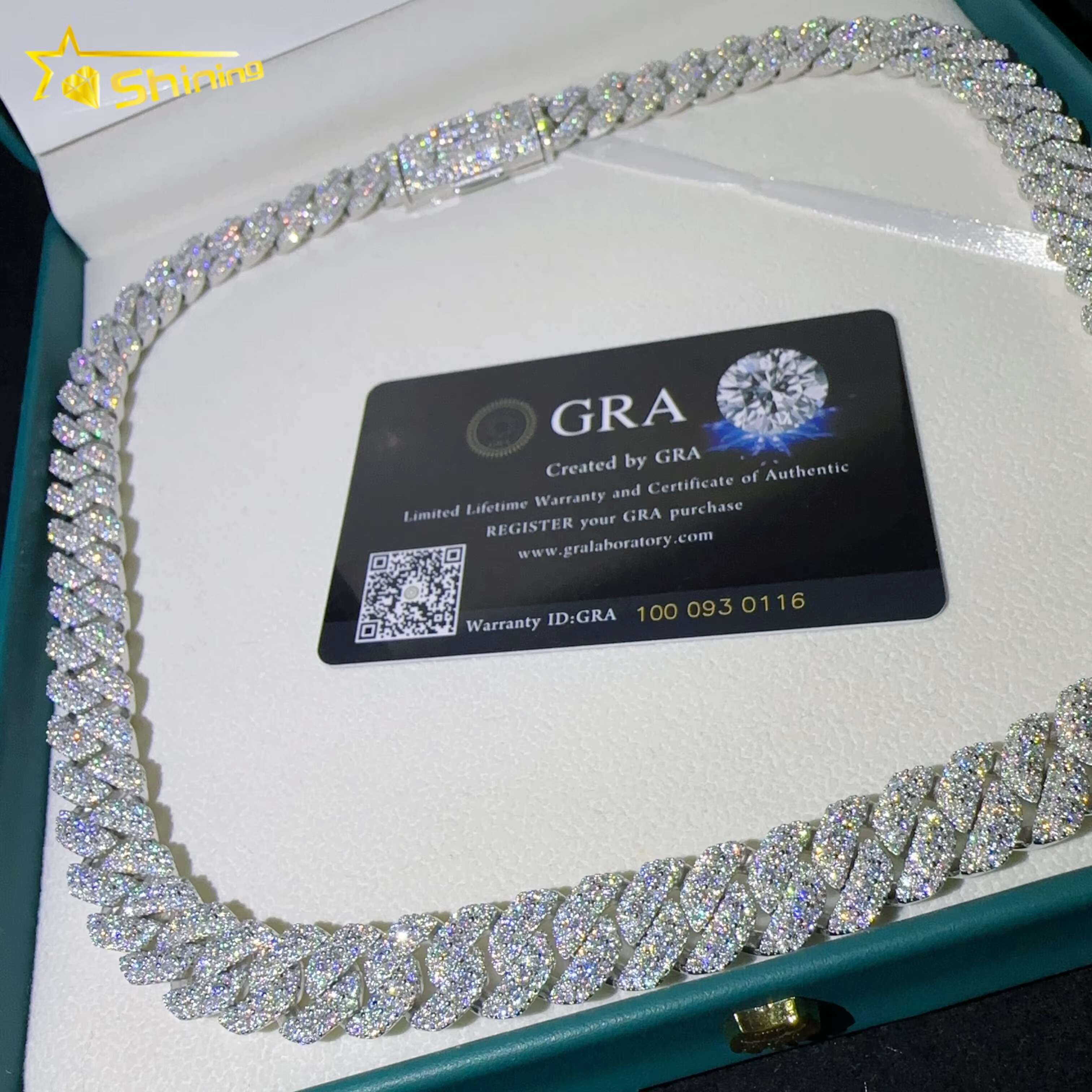 Pass Tester VVS Moissanite Lab Diamond Silver 925 Cuban Necklace and Chain Hip Hop Iced Out Jewelry 20mm Cuban Link Chain