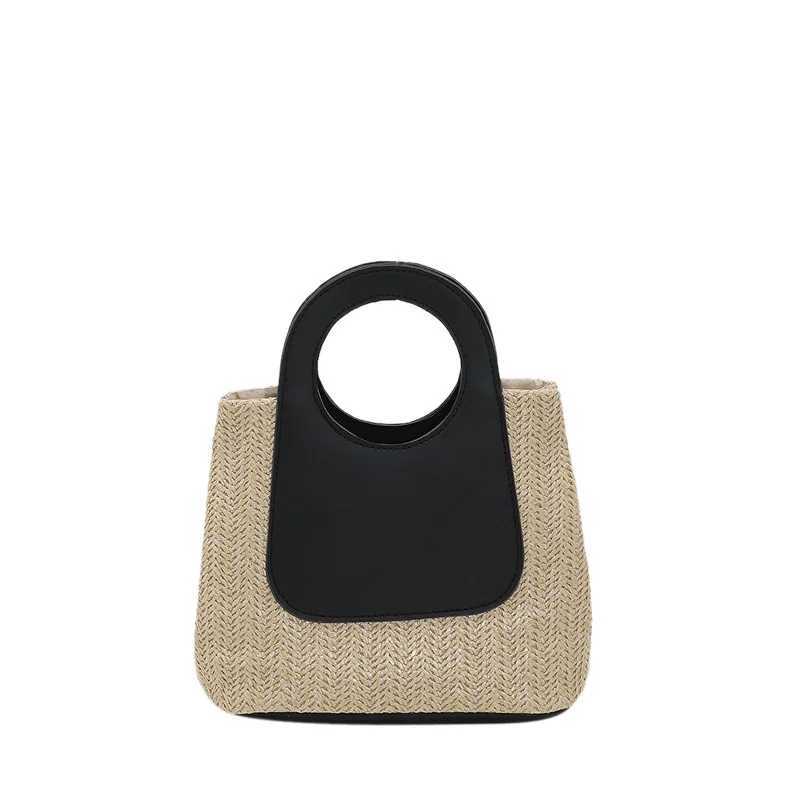 2017 Summer Cling Color Splicing Str Large Capacity Hand Woven Bag Fi Shoulder BagXJ250412