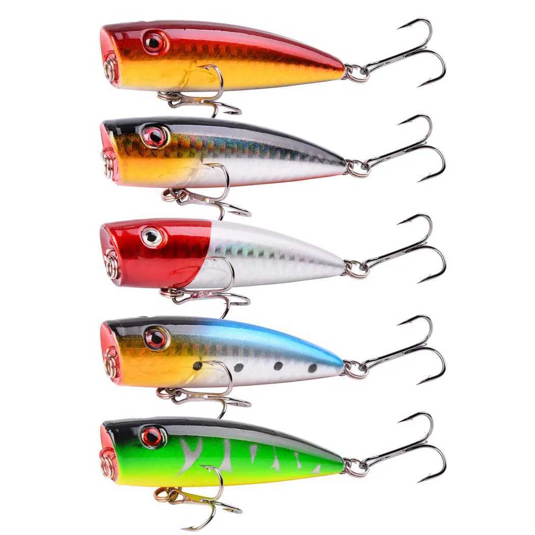 5pcs 9g 7cm Popper Fishing Lures Artificial Bait Wobblers Fishing Tackle Lure Set Carp Fishing Accessories Tools For Trout Bass Z250411