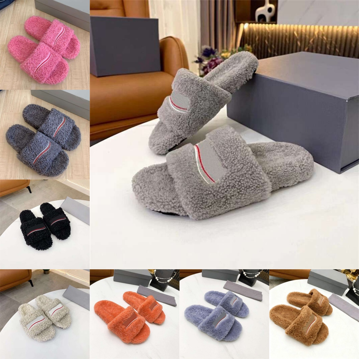New Luxury Slides Paris Designer men women Slippers Ladies Wool Winter Fur Fluffy Furry Warm Letters Sandals Comfortable Fuzzy Girl Flip Flop Slipper 35-45
