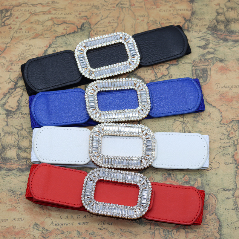 Dia block buckle with skirt waist belt, simple and versatile elastic waistband