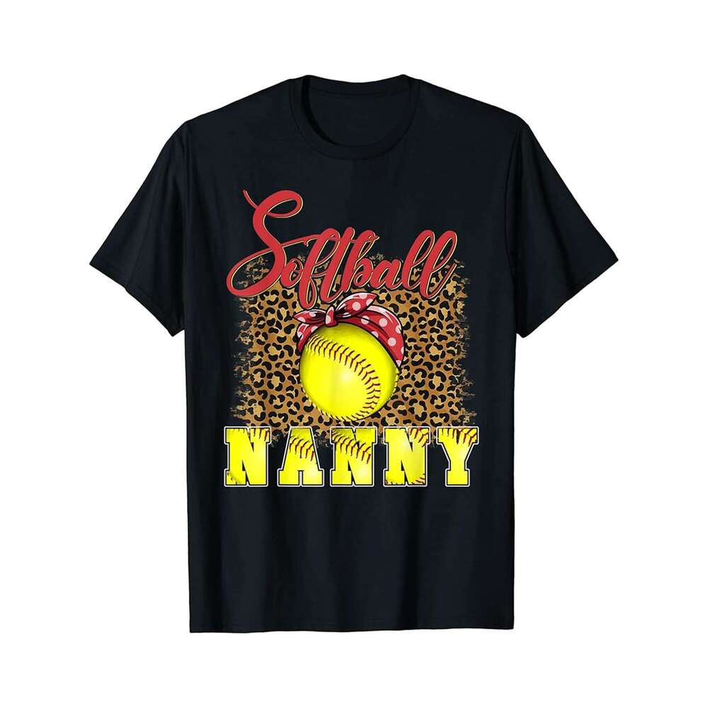 Designer T shirt Softball Baseball Nanny Leopard Tee Funny Mothers Day 2023 - 220g T shits