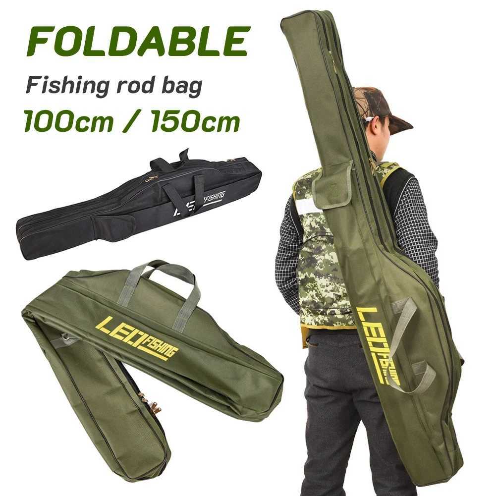 Collapsible Fishing Rod Bags Double Layer Large Capacity 420D Oxford Cloth Sea Fishing Tackle Foldable Package 1m 1.5m Z250411