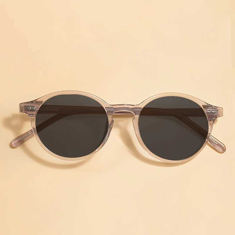 Stylish Round Retro Full Rim Spectacle Sun Shades Men Women Small Vintage Driving Polarized Sunglasses For Prescription Lenses Z250411