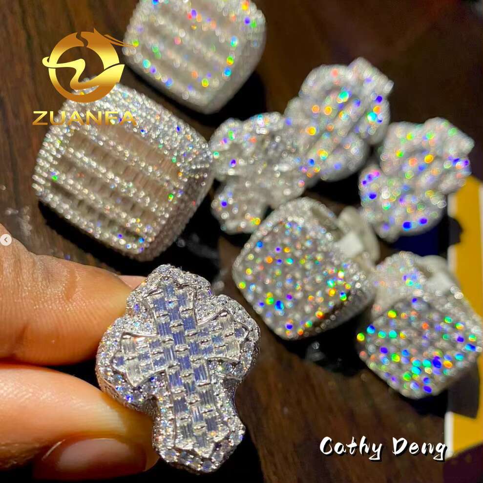 Luxury Custom Moissanite Cuban Rings Iced Out Men Diamond Rings 925 Silver Men Hip Hop Ring