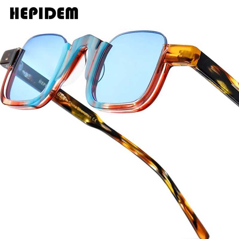 HEPIDEM Acetate Polarized Sunglasses Men Trendy Famous Brand Designer Transparent Retro Vintage Square Sun Glasses gm y2k 9352C250411
